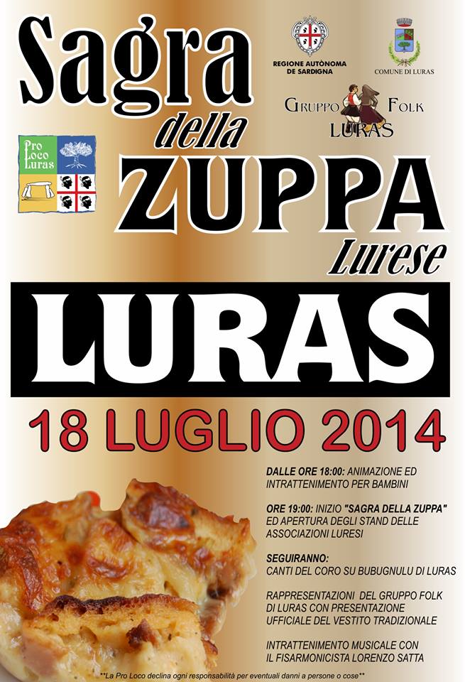 Luras, grande festa il 18 Luglio con la Sagra della Zuppa