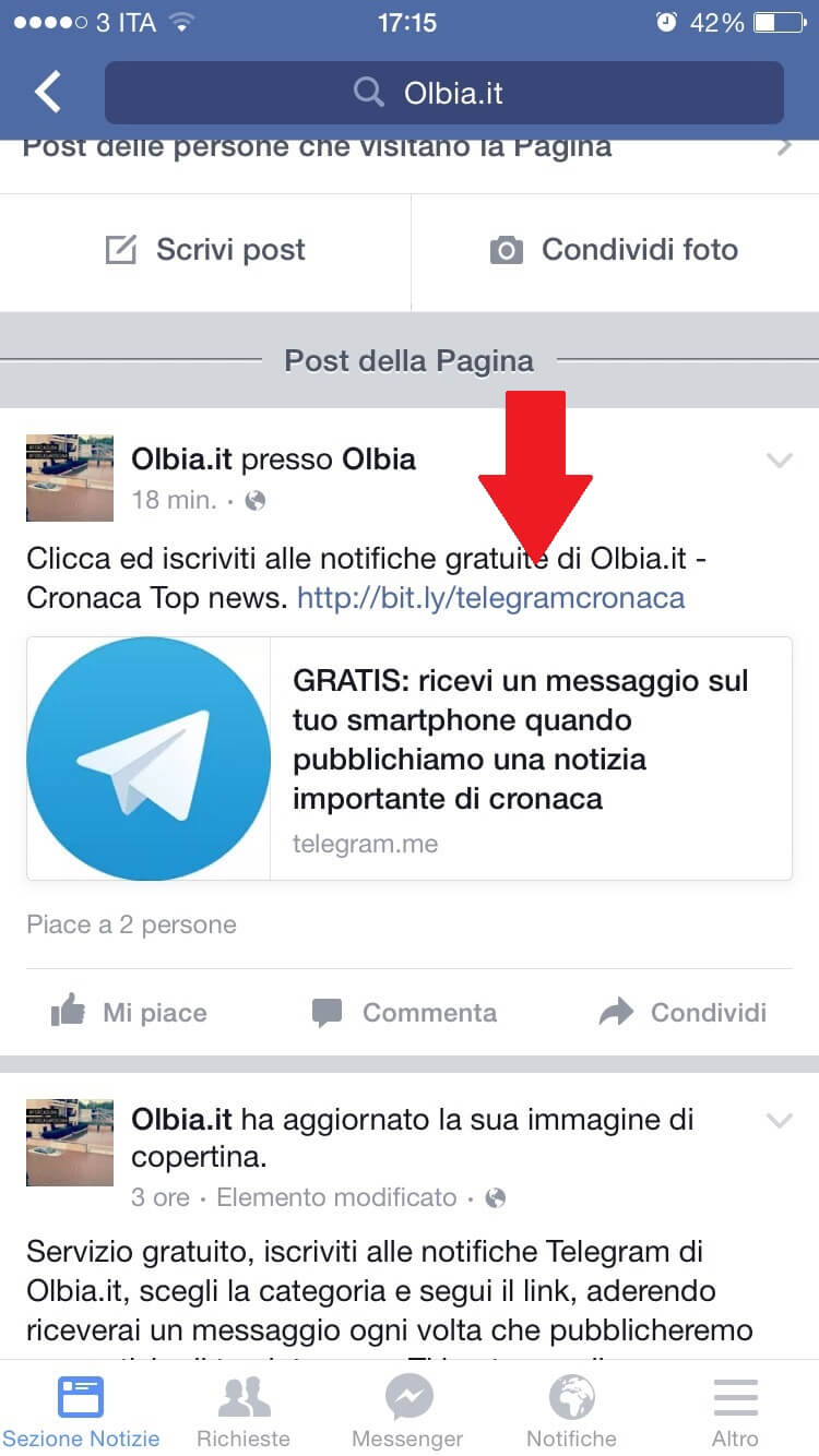 Olbia.it notifiche su telegram