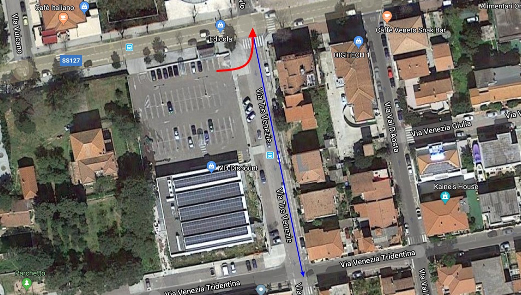 senso unico via tre venezie