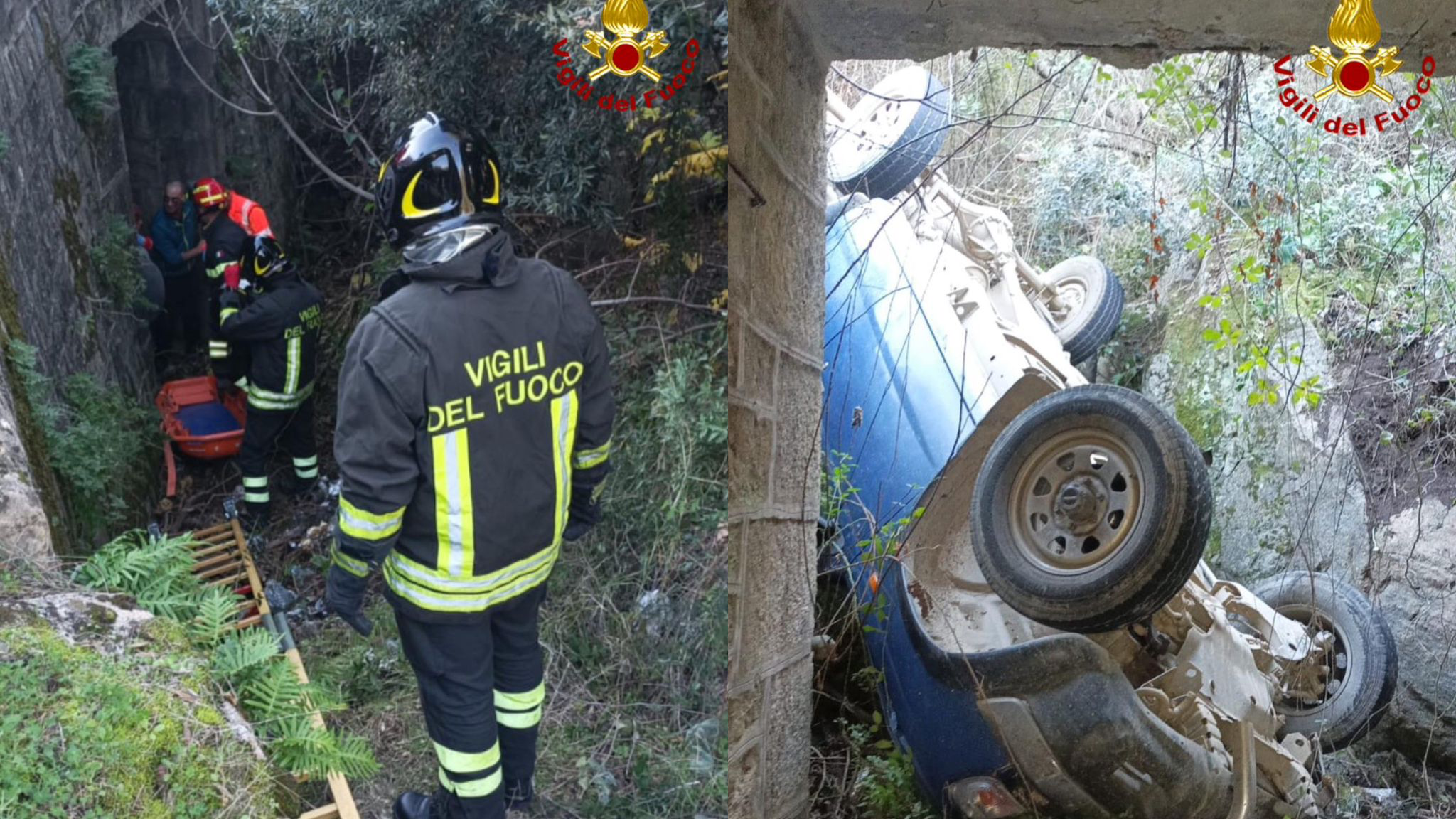 Auto giù dal ponte: un ferito 