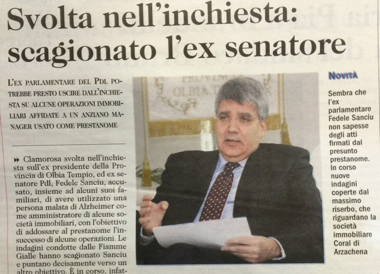 Scagionato Fedele Sanciu, ennesima svolta positiva nelle inchieste contro l'ex Senatore.