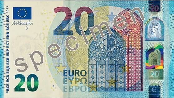 Ecco la nuova banconota da 20 euro. In circolazione da domani.