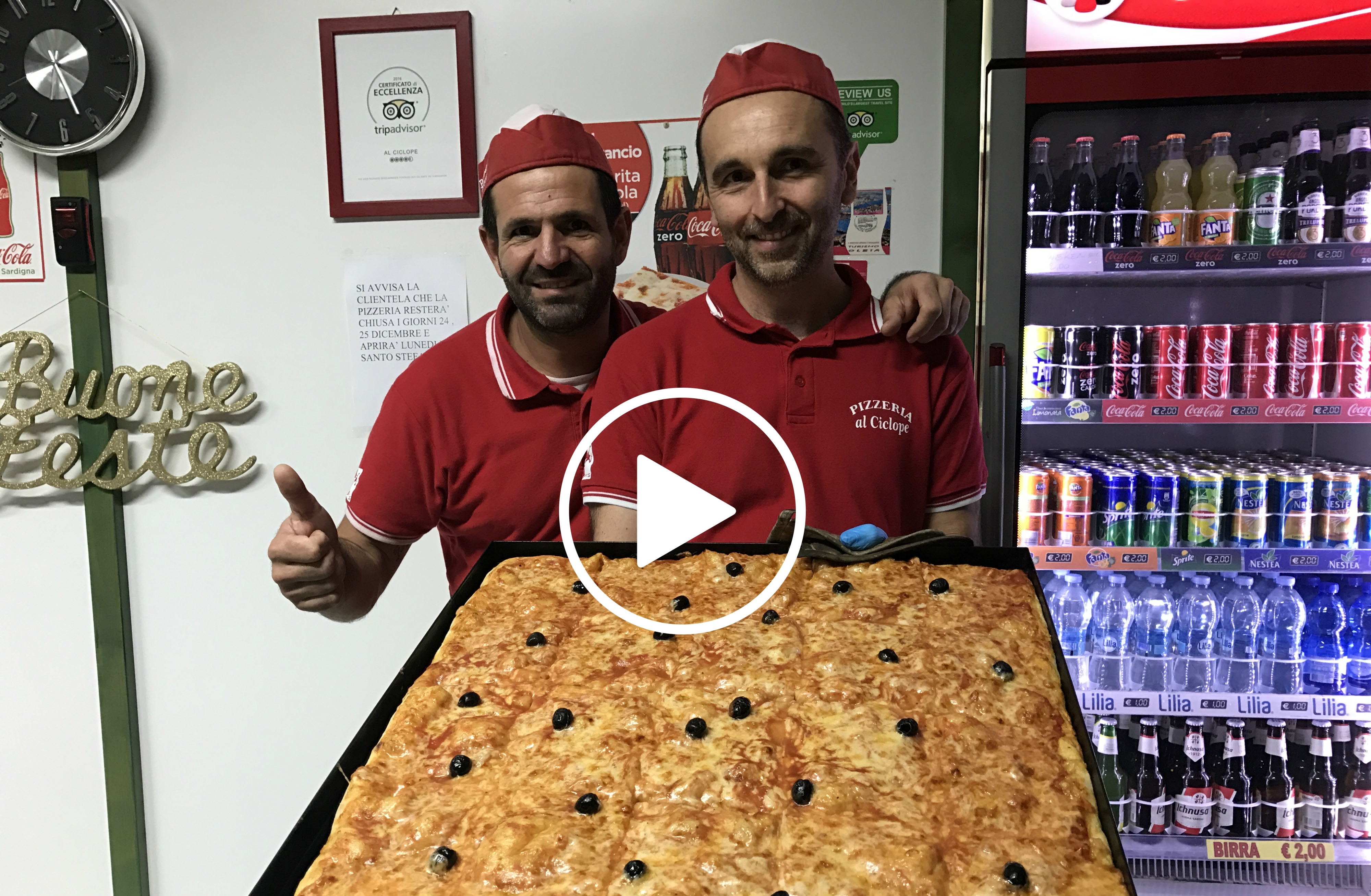 *VIDEO* Olbia, ecco Il Ciclope: auguri e pizzette a volontà