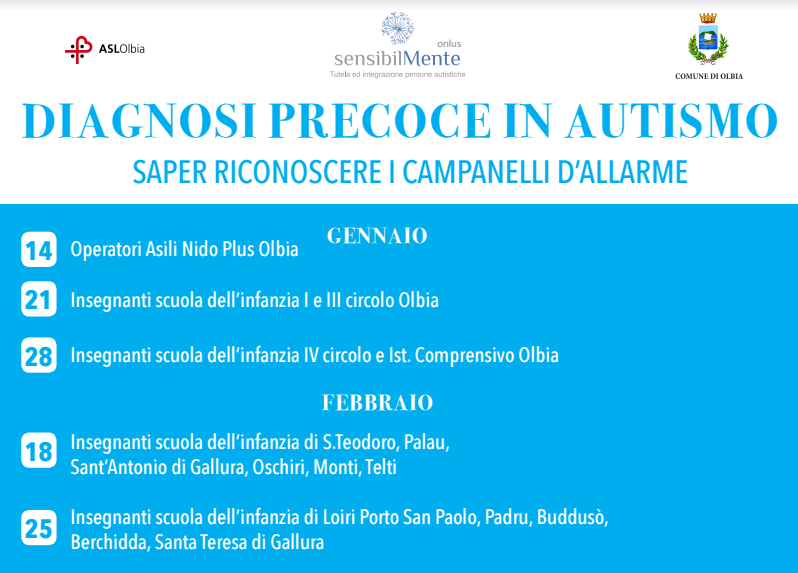 Olbia: corsi di formazione per la diagnosi precoce in autismo.