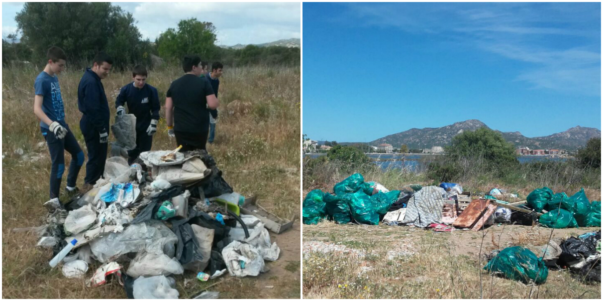 Olbia,i ragazzi dell'Istituto Agrario puliscono l'Isola della Lepre.