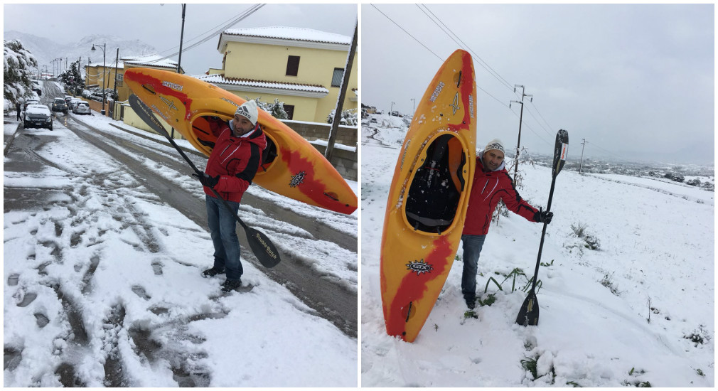 Olbia: con il kayak sulla neve!