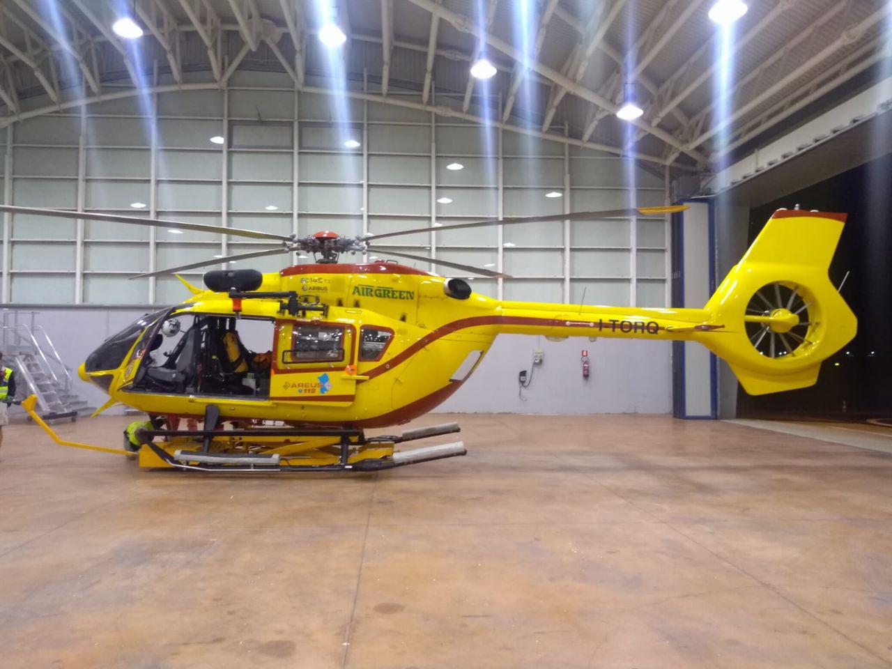 Olbia: primo trasporto in elicottero di uomo con gravi problemi respiratori (no Covid -19)