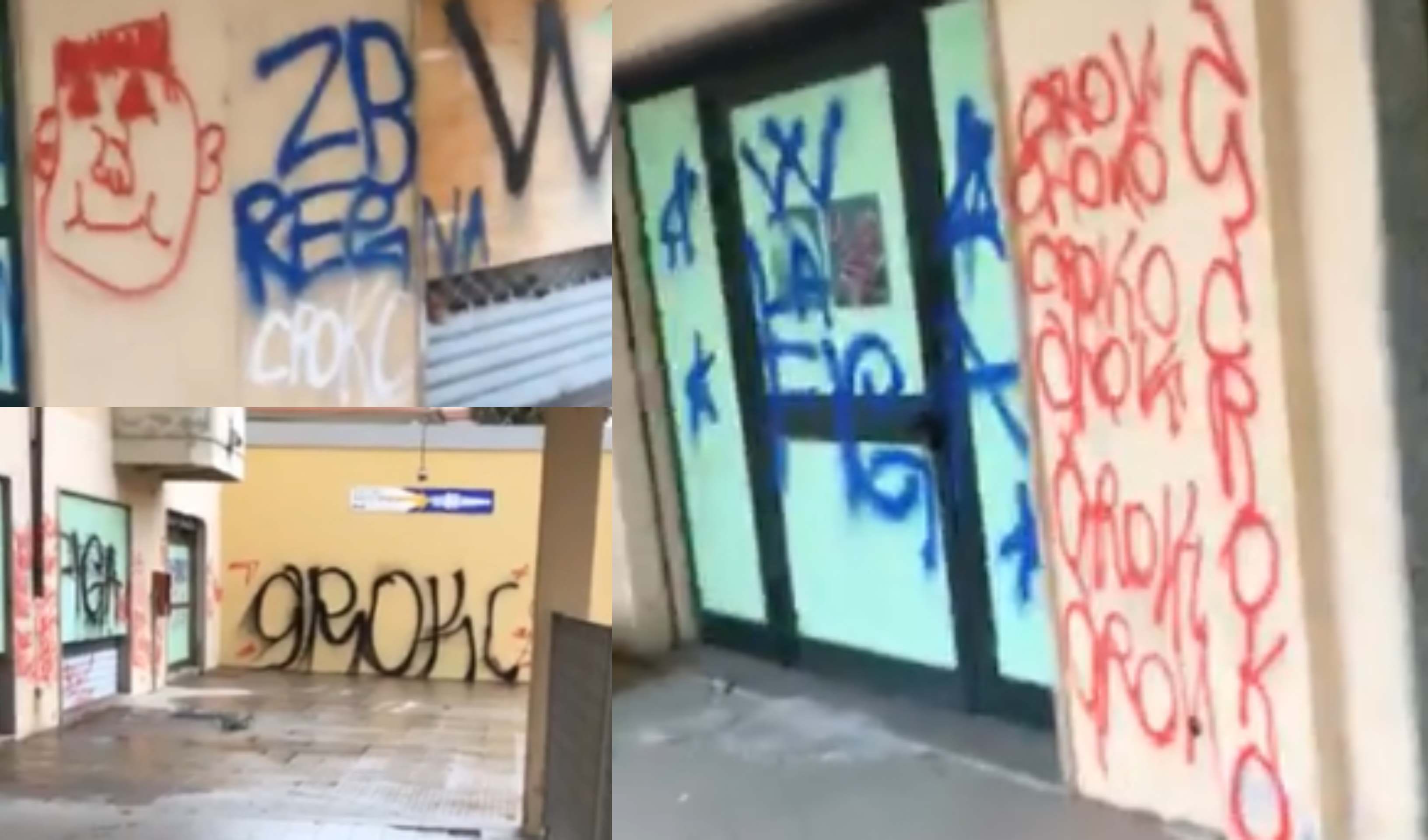 Olbia, scritte e disegni sui muri: 