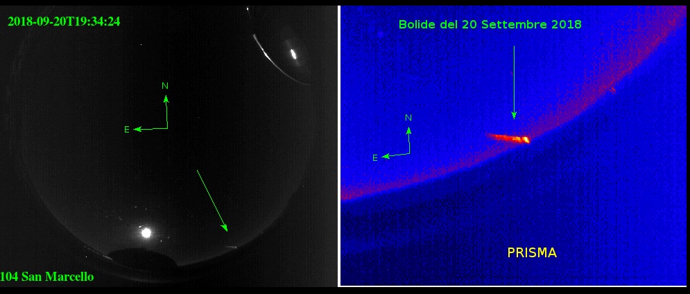 Gallura: ecco la foto del bolide caduto ieri notte