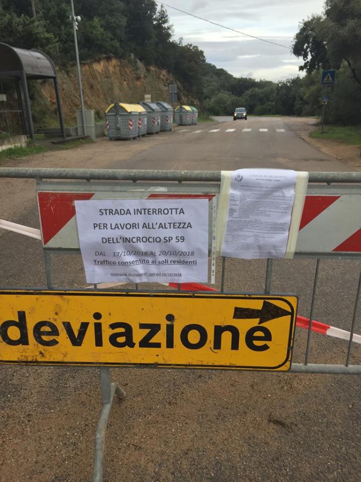 Arzachena: chiusa la strada per Monticanaglia