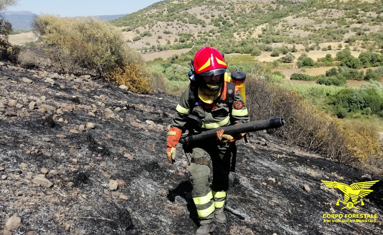 Sardegna: uomini e mezzi del Corpo Forestale impegnati in una giornata di fuoco