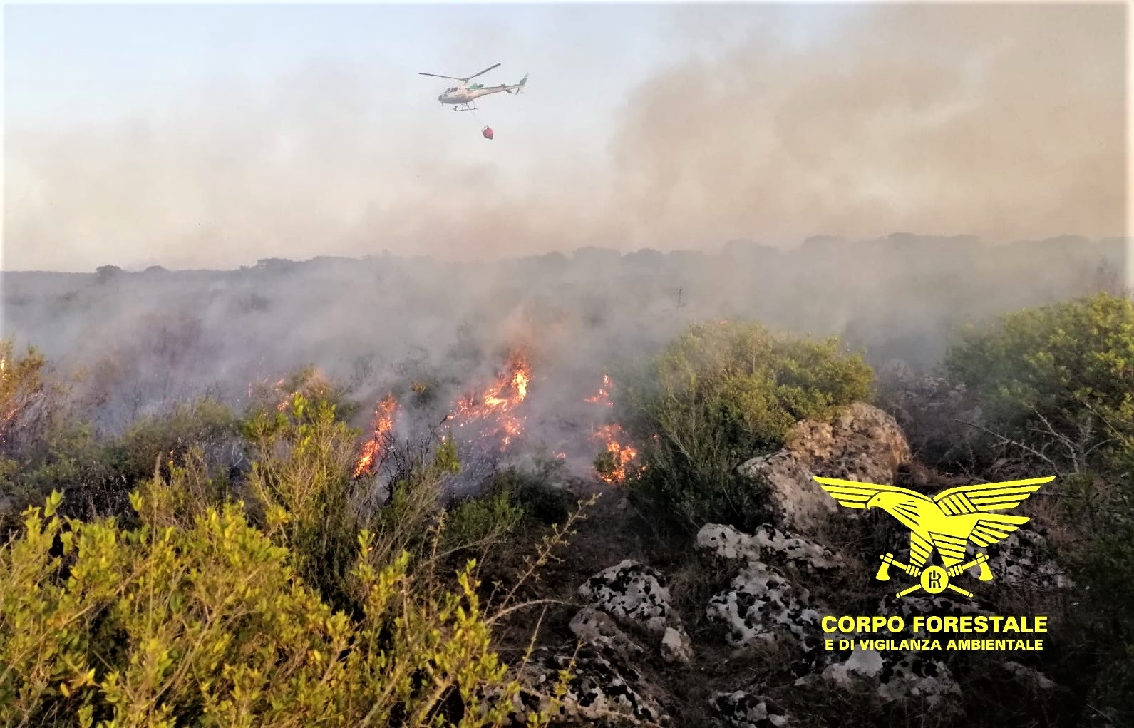 Sardegna: incendio in corso a Burgos, in azione un elicottero