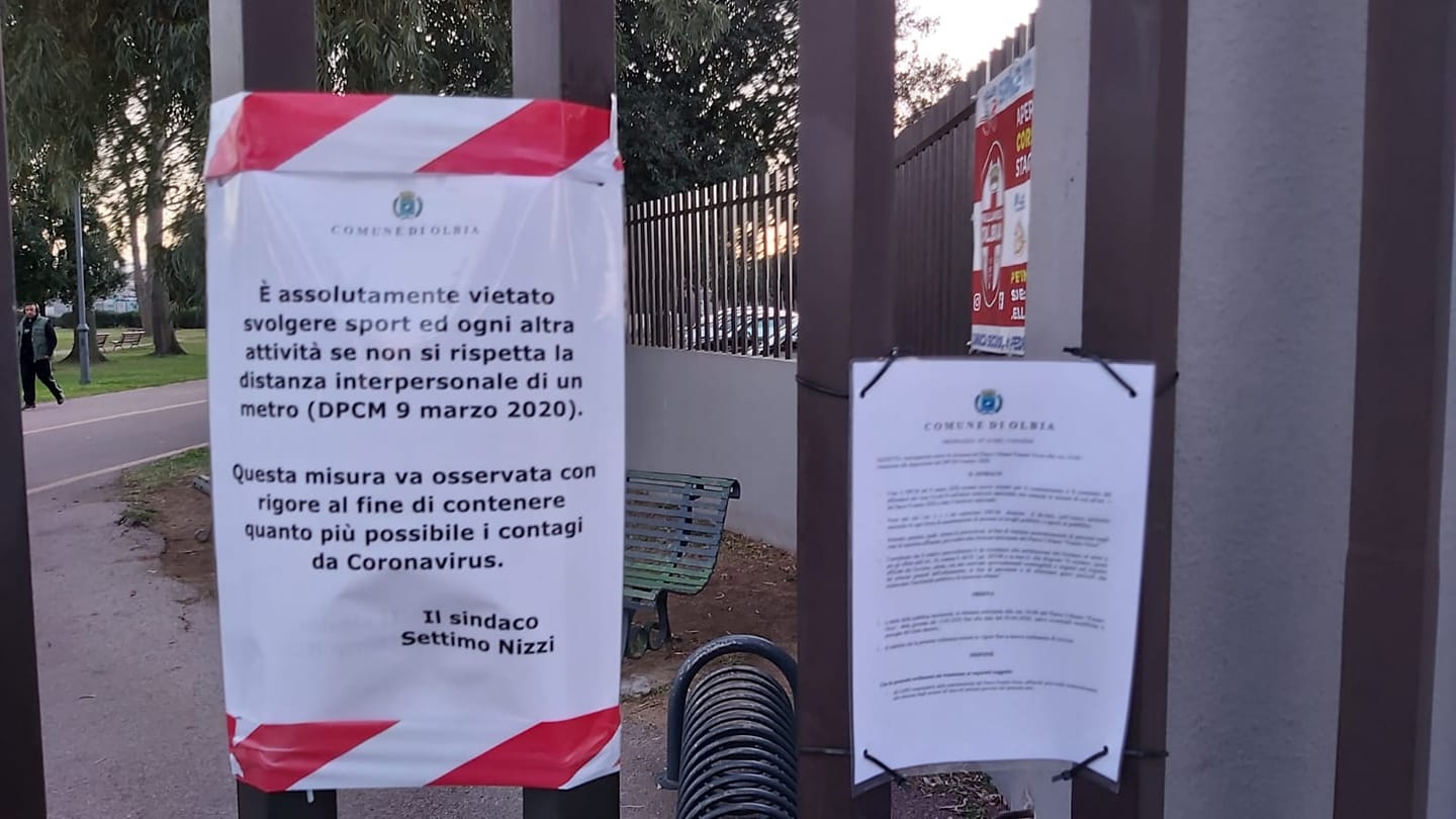 Coronavirus, Olbia: Parco Fausto Noce chiude alle 19
