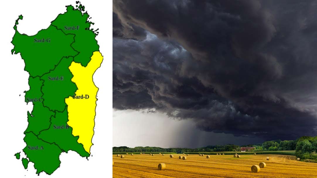 Sardegna centro-orientale: allerta meteo per temporali