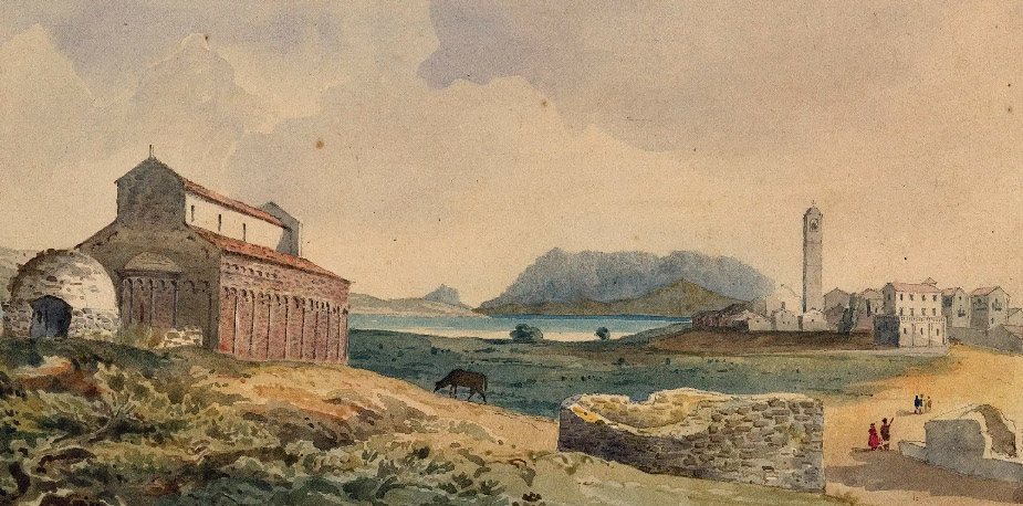 La cattedrale di San Simplicio e il borgo di Terranova in un raro acquerello del 1829