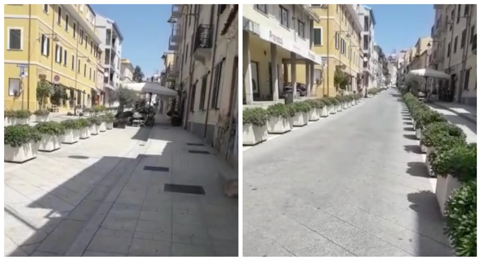 Olbia, via Regina Elena deserta. I negozi: 