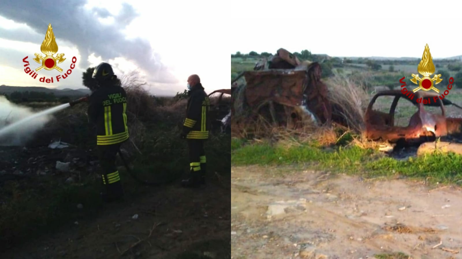 A fuoco rifiuti e carcasse d'auto: 7 operatori coinvolti nello spegnimento