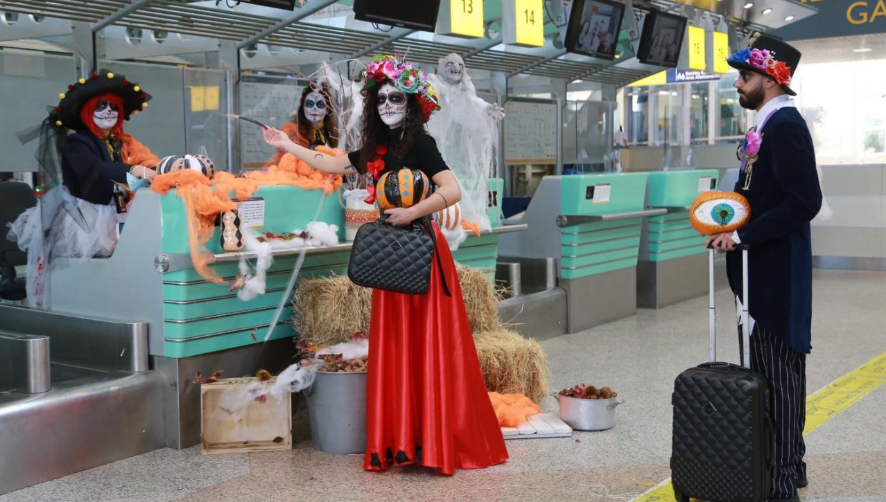 Olbia, Halloween in Aeroporto: un po' di allegria nell'era Covid