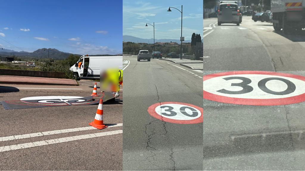 Olbia, limite velocità 30 km/h: ecco la nuova segnaletica orizzontale