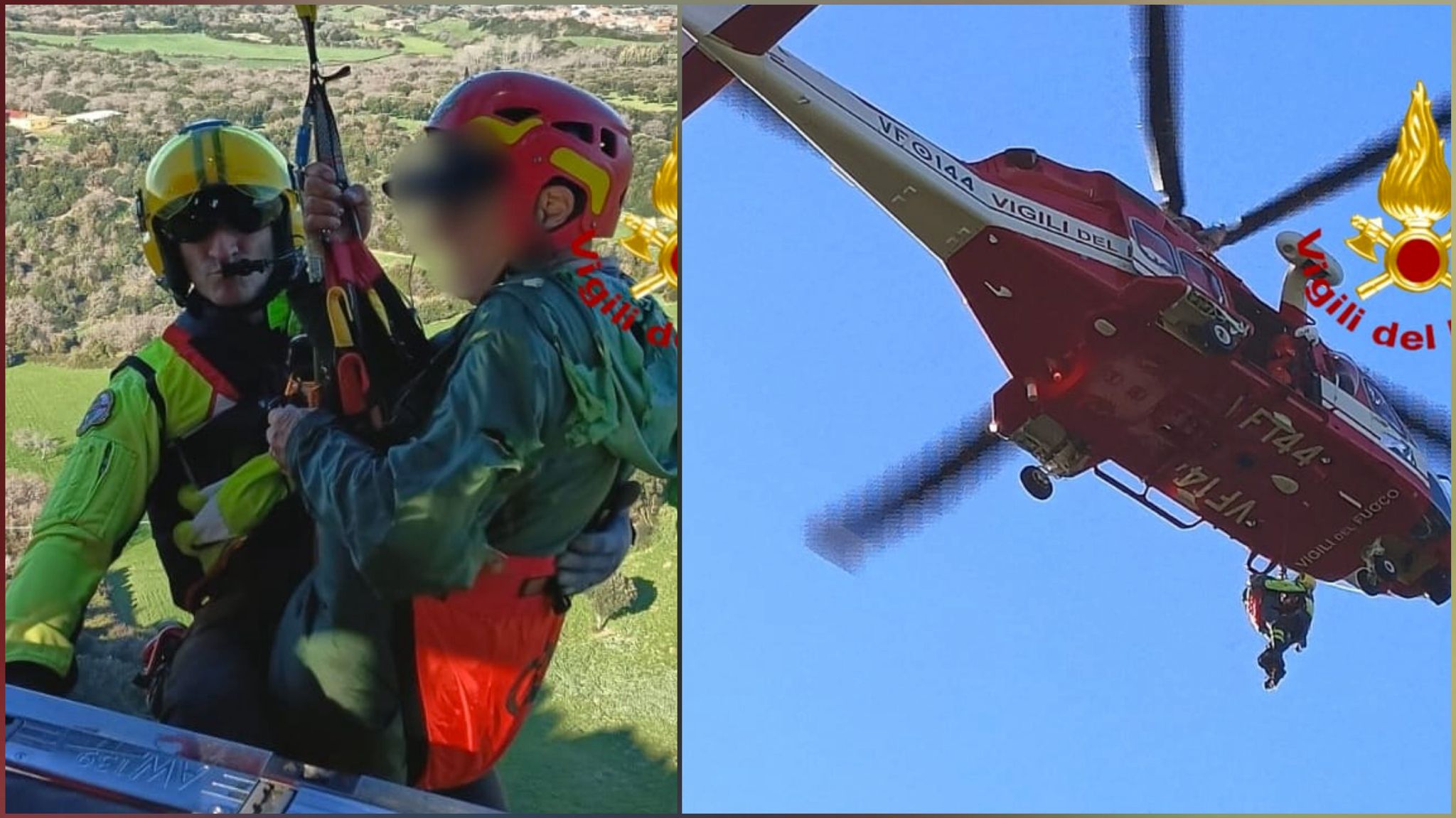 Persona in difficoltà: elicottero in volo