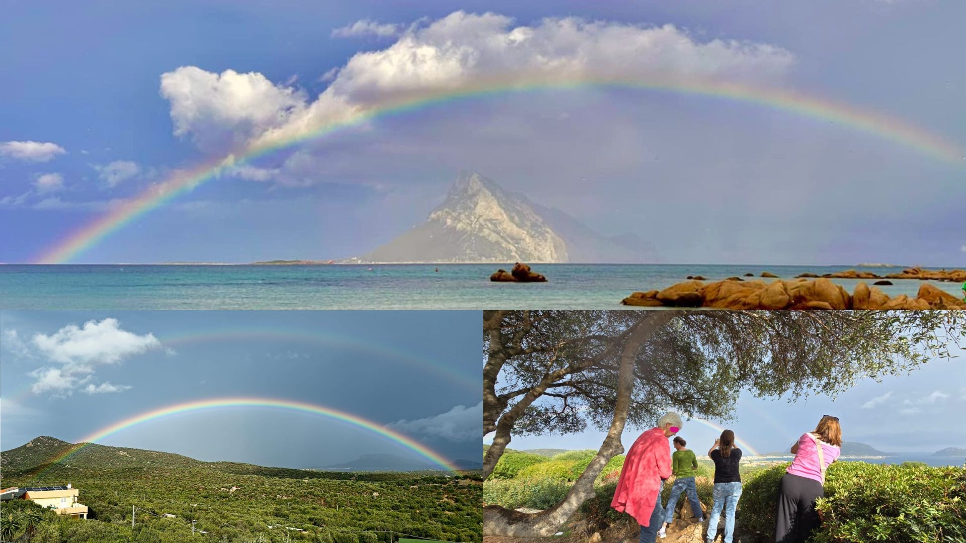Da Golfo Aranci a Porto San Paolo lo spettacolo del doppio arcobaleno: tutti fermi per fotografarlo