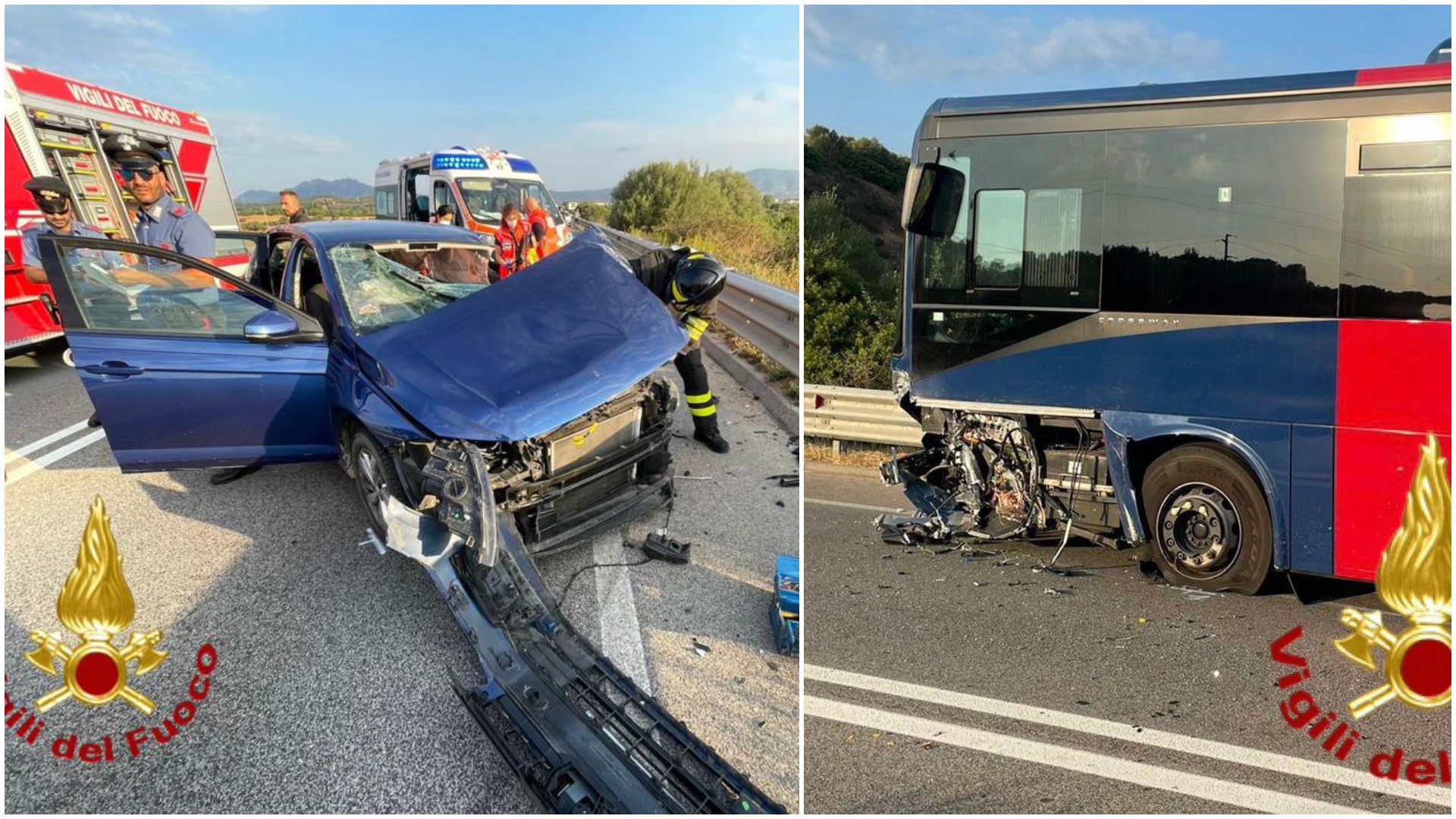 Olbia, auto contro pullman sulla circonvallazione nord: donna estratta dalle lamiere