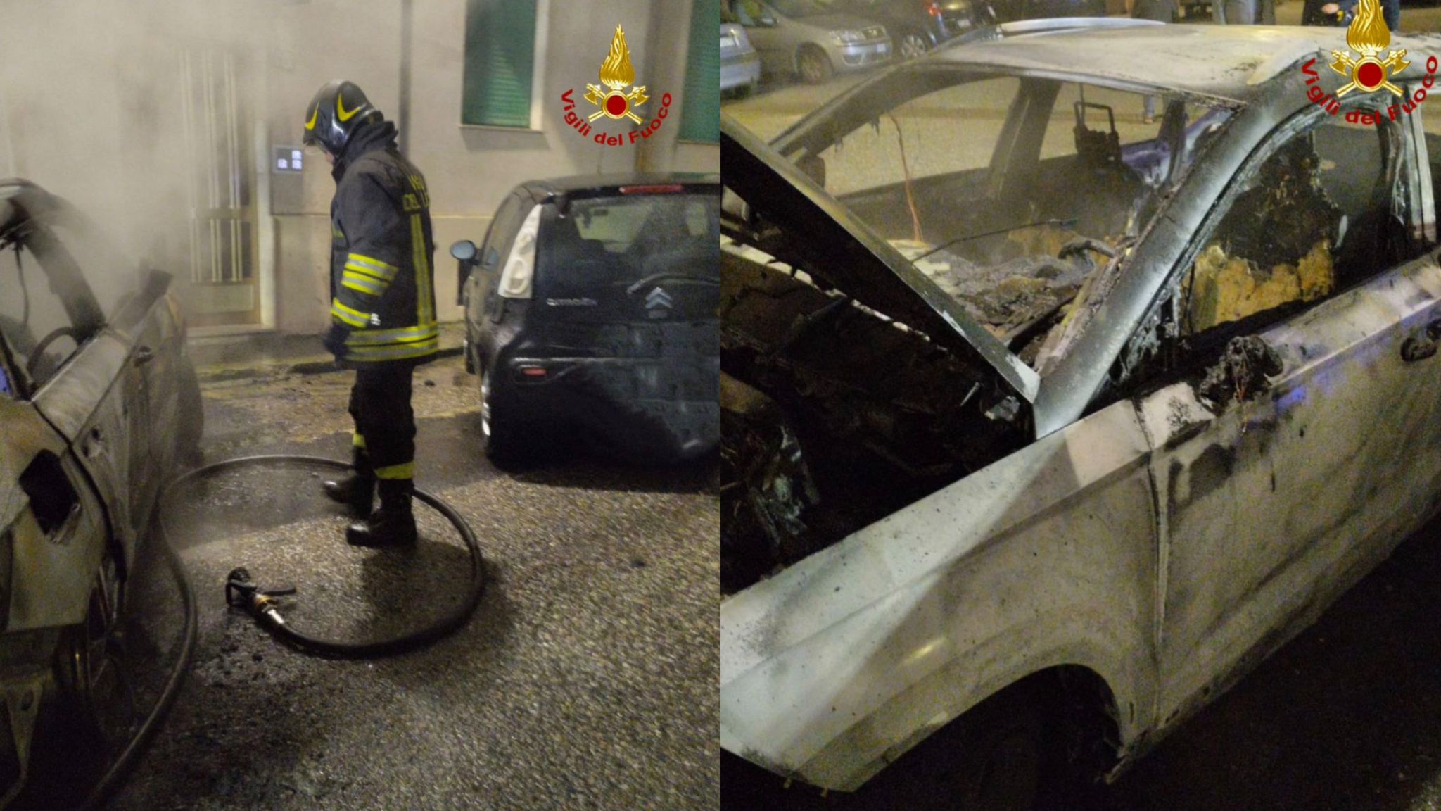 Attentato incendiario: tre auto distrutte