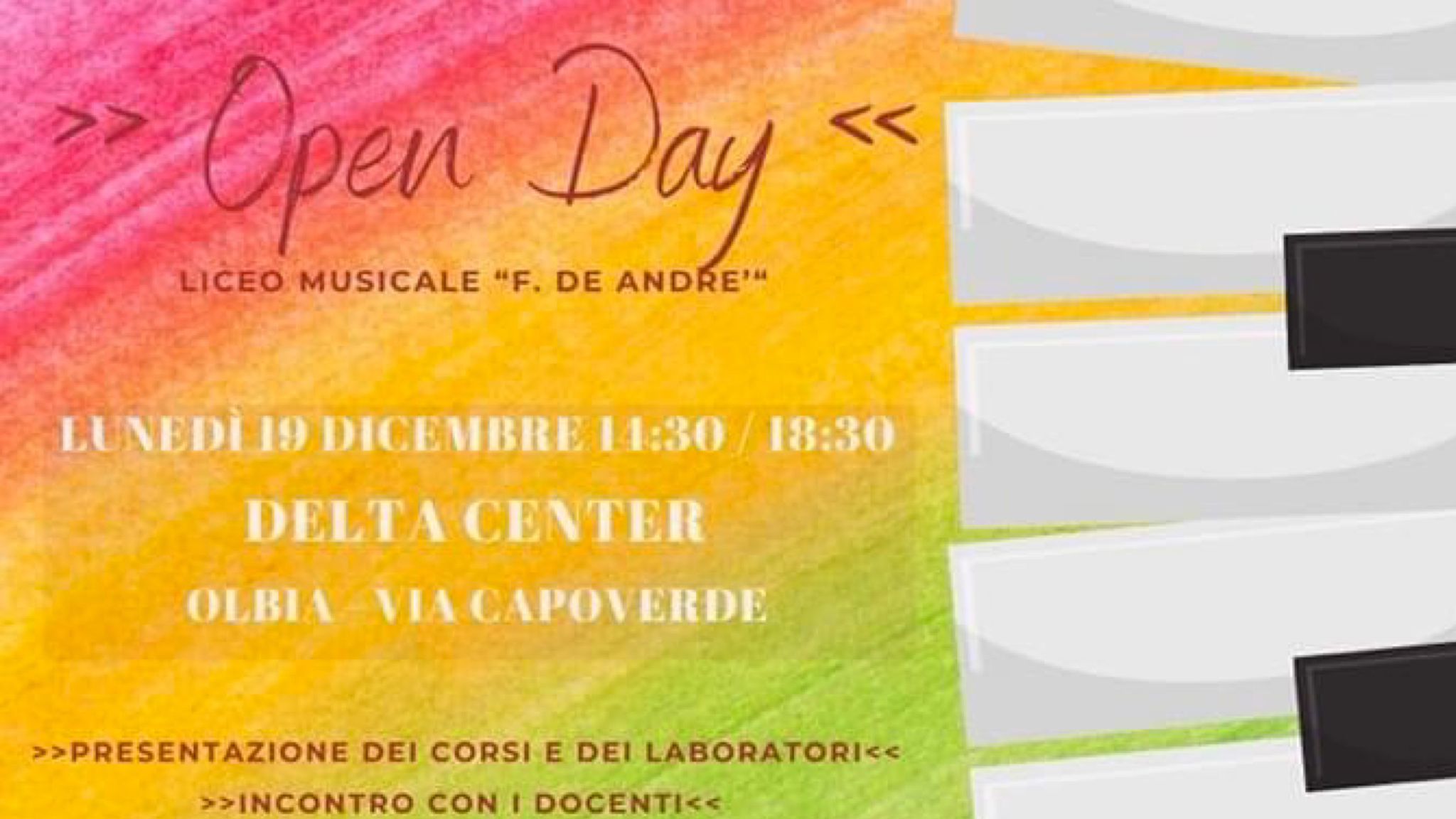 Olbia, open day al liceo De André: in programma laboratori di musica