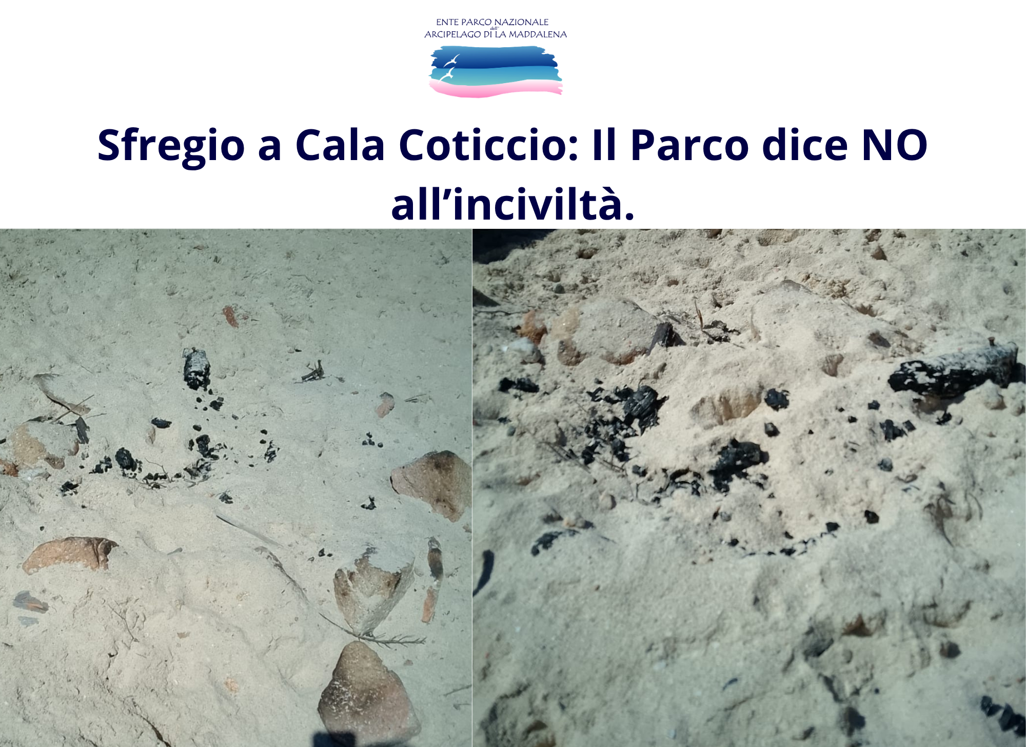 Falò notturno a Cala Coticcio, il Parco Nazionale di La Maddalena denuncia lo sfregio