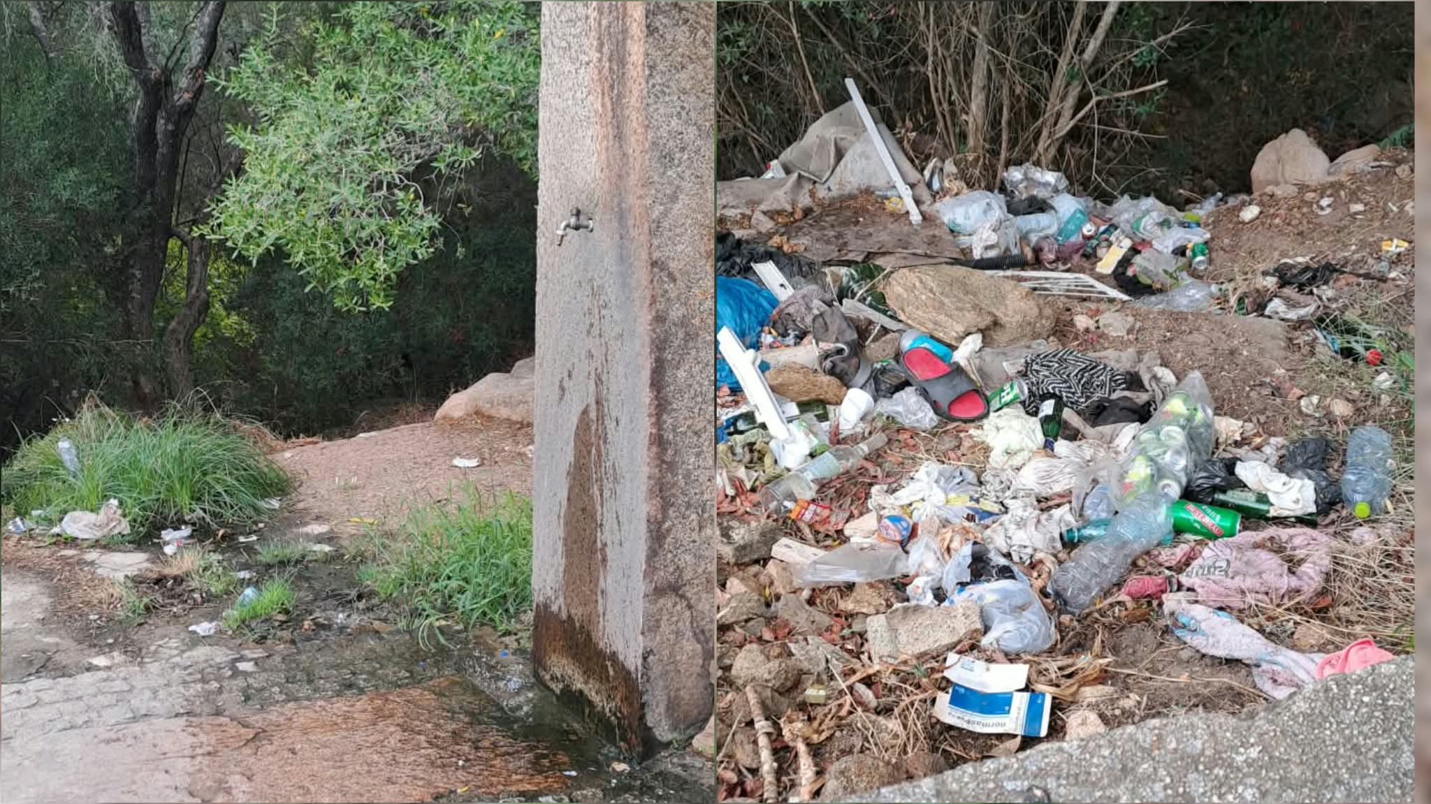 San Pantaleo, degrado e rifiuti alla fontana sulla SP 73