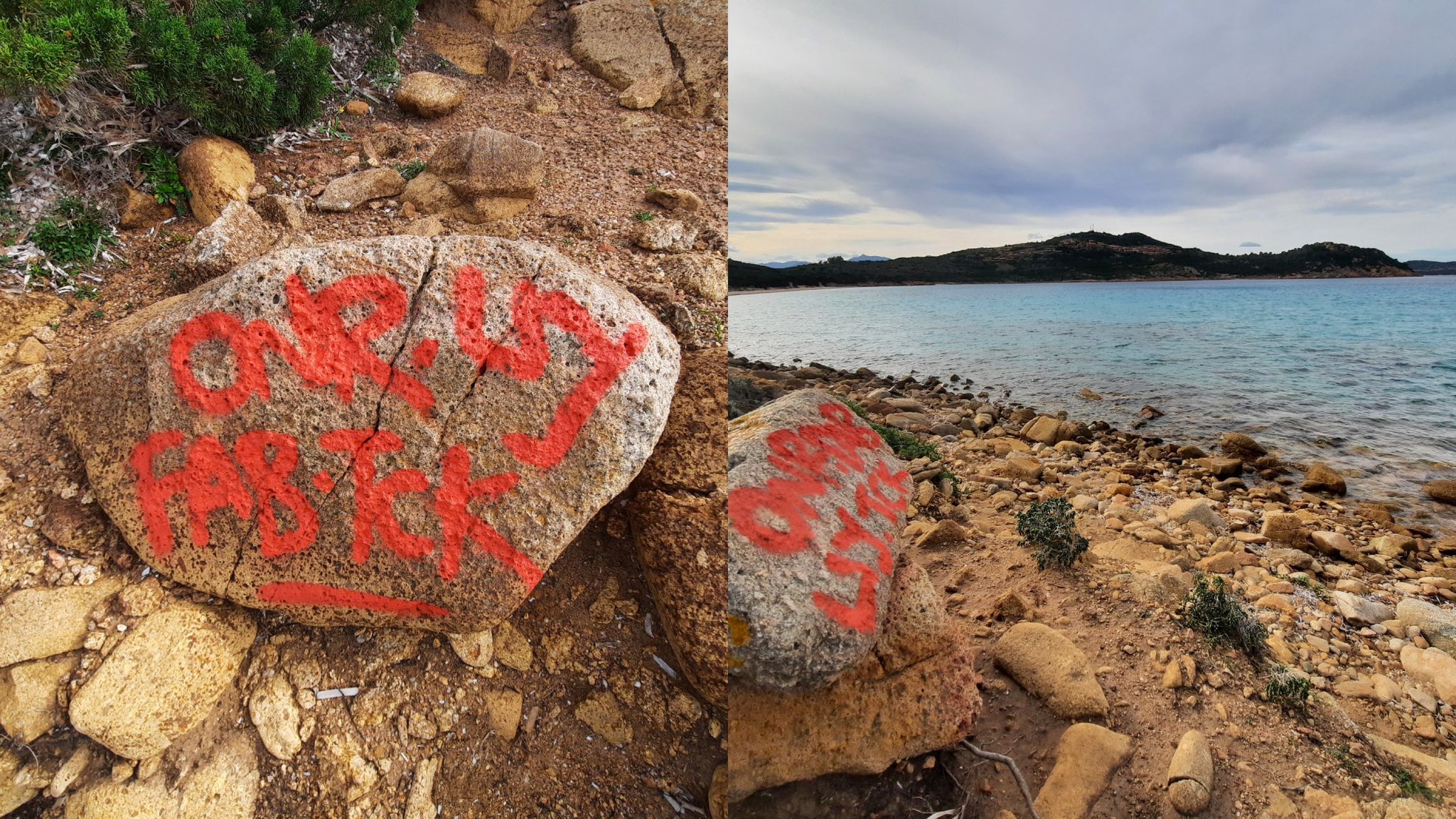 San Teodoro: vandali imbrattano le rocce di Capo Coda Cavallo