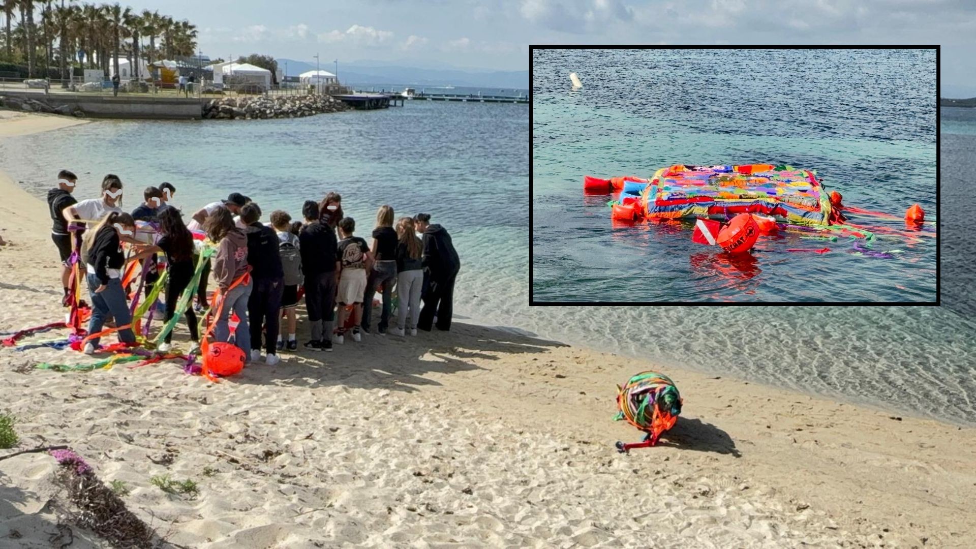 Golfo Aranci, il tappeto di Locatelli prende vita: studenti protagonisti dell’arte che va in mare