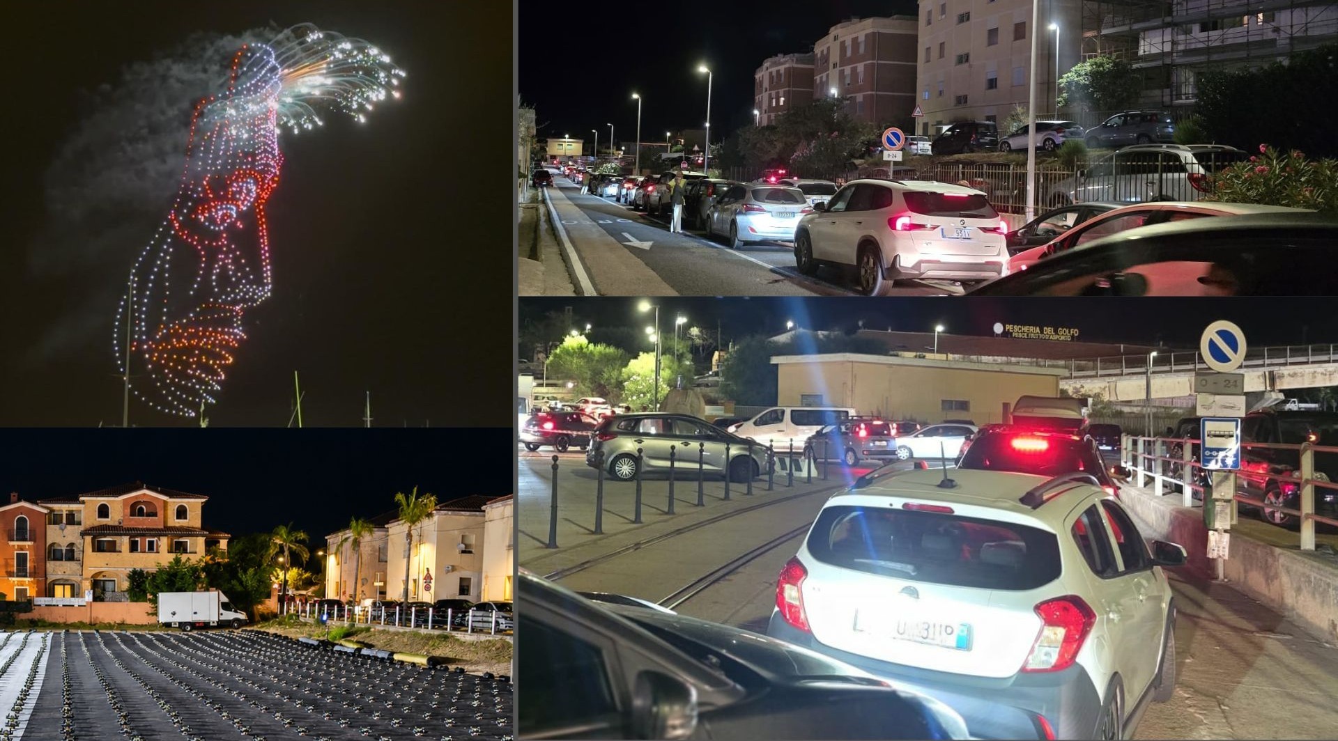 Mille droni incendiano il cielo di Golfo Aranci: lungomare preso d'assalto, traffico in tilt