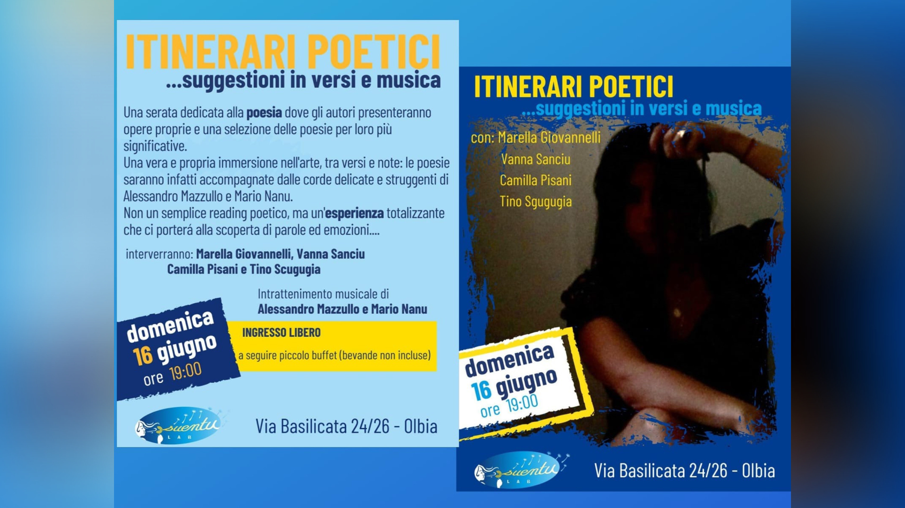 Olbia, da Suentu Lab arrivano gli itinerari poetici: una serata tra versi e musica