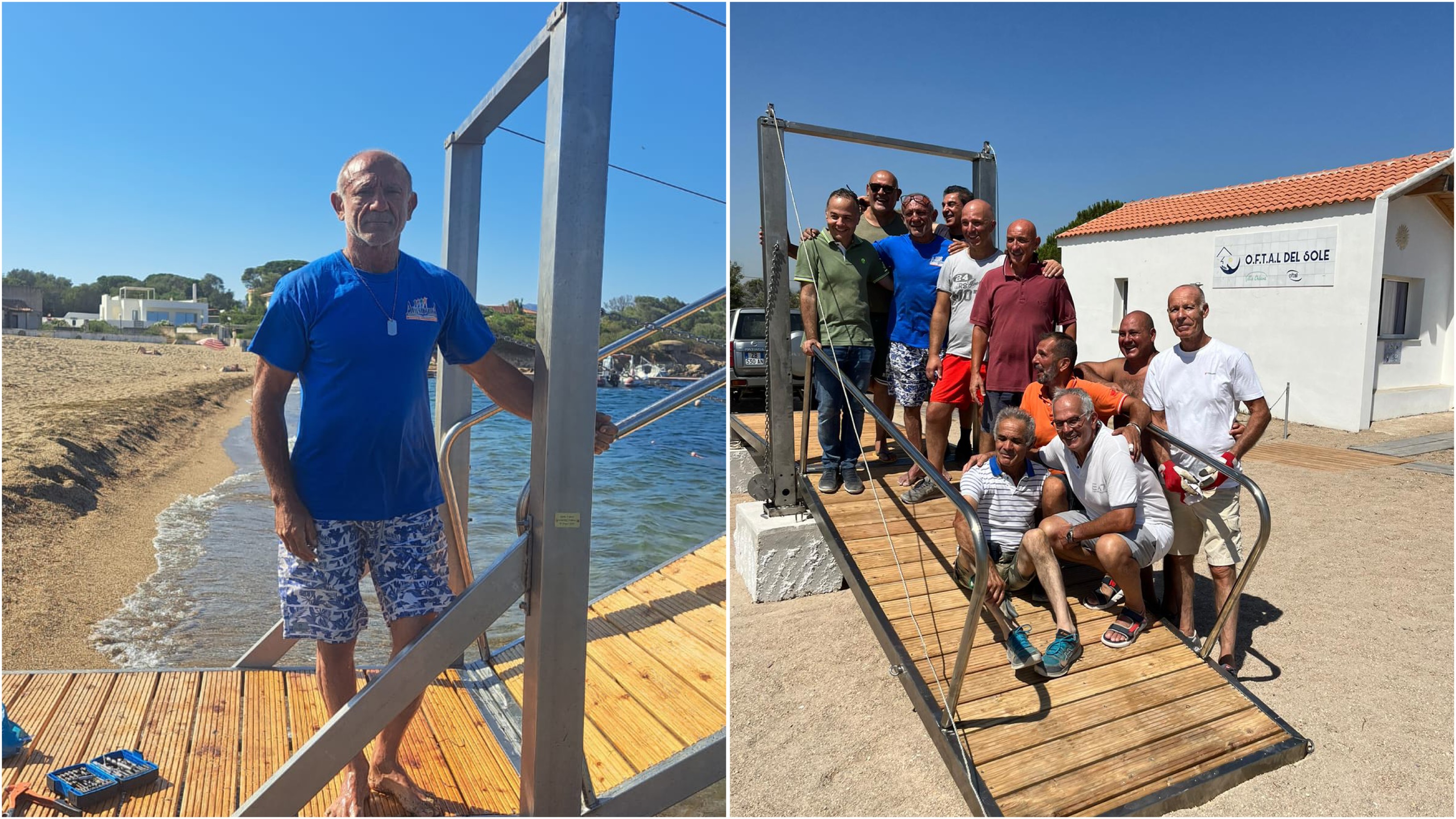 Olbia, installata la passerella per i ragazzi di Villa Chiara: da oggi il mare è per tutti