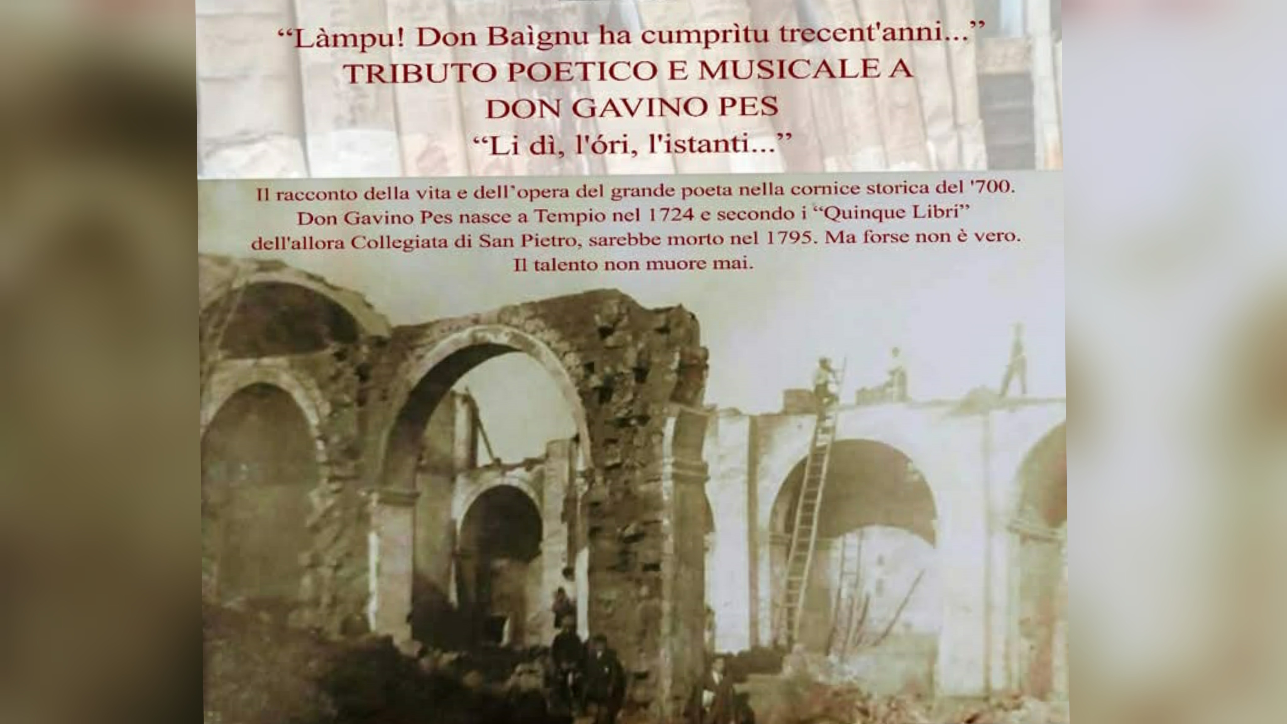 Tempio Pausania celebra il trecentenario della nascita di Don Gavino Pes