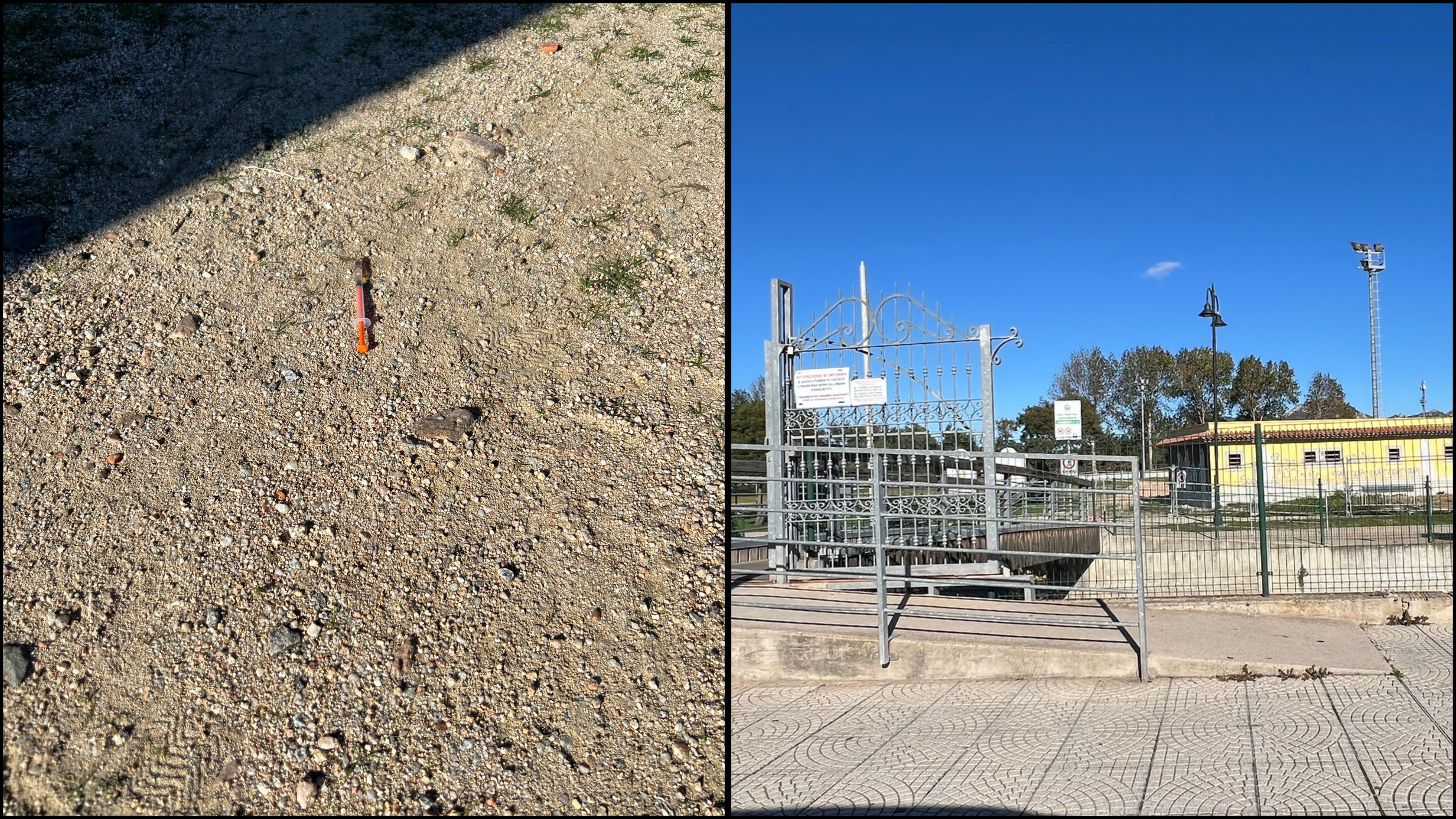 Olbia, siringhe al Parco Fausto Noce: la segnalazione
