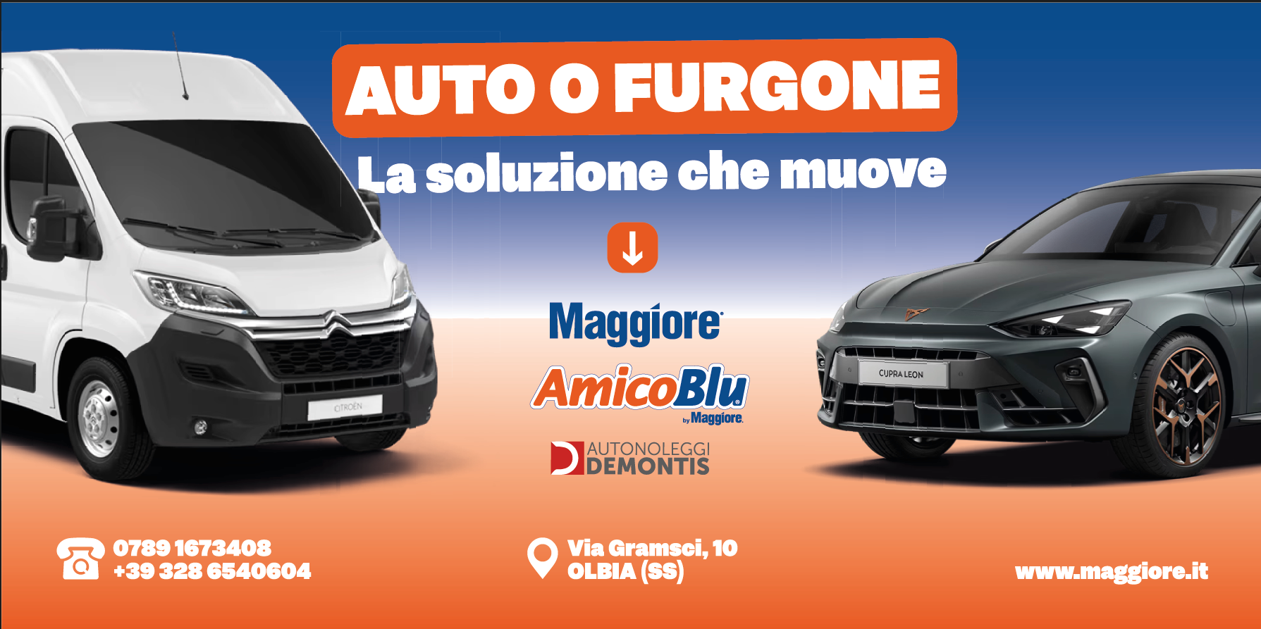 Maggiore e AmicoBlu sbarcano a Olbia: noleggio auto e furgoni per ogni esigenza