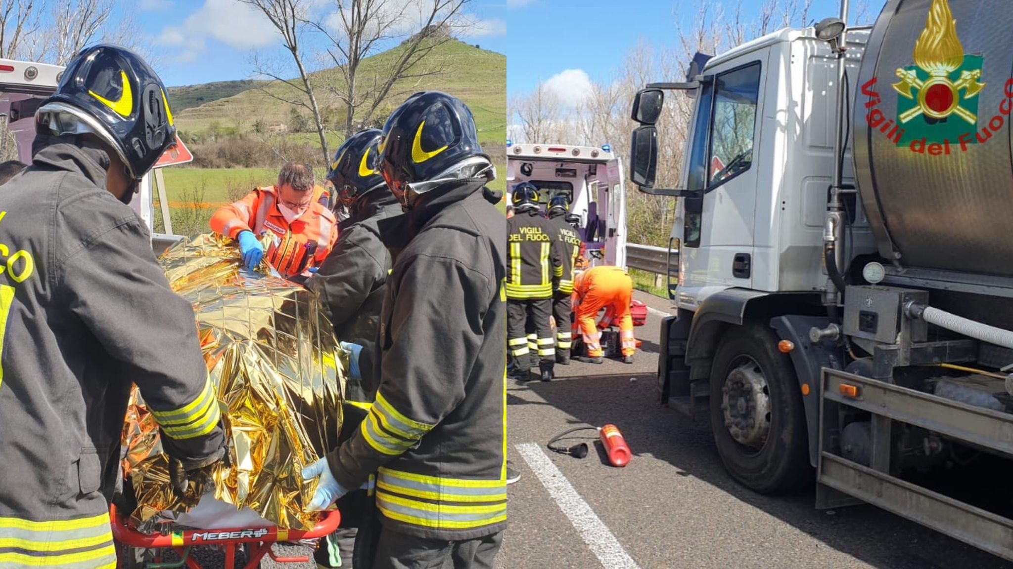 Nord Sardegna, incidente stradale: marito e moglie feriti, lui è grave