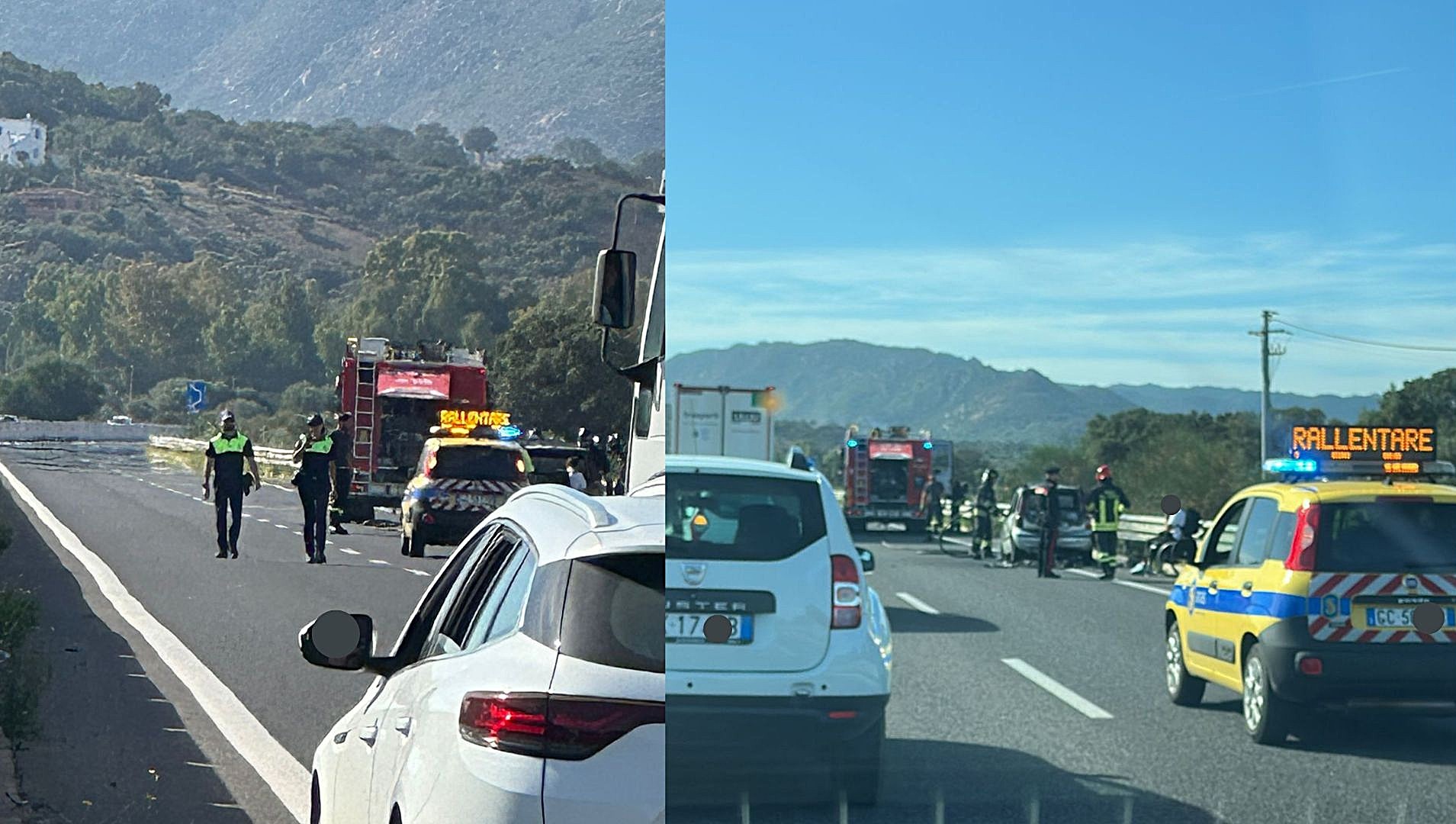 Olbia, auto in fiamme sulla nuova Olbia-Sassari: traffico rallentato alle porte della città