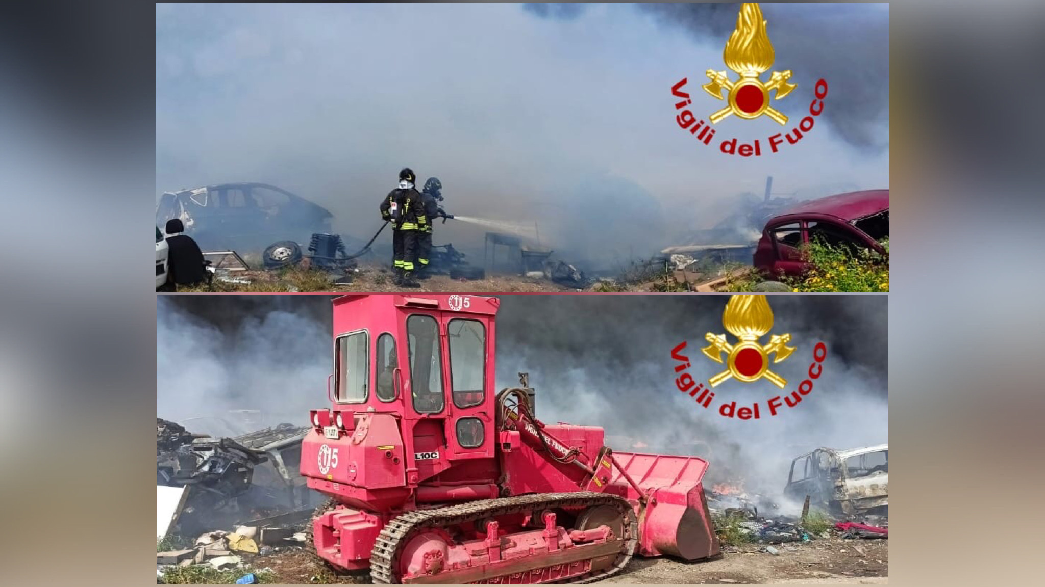 Incendio al campo rom: intervento di due squadre VVF