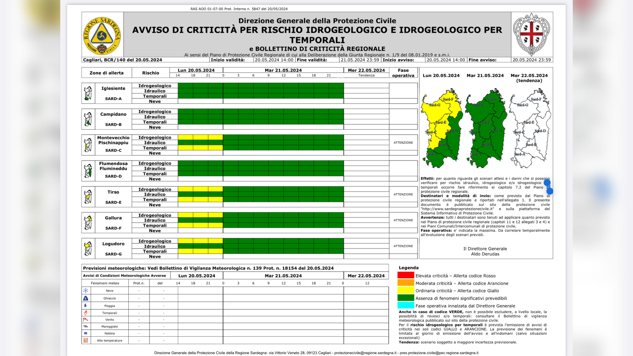 Gallura, forti piogge e allerta rischio idrogeologico