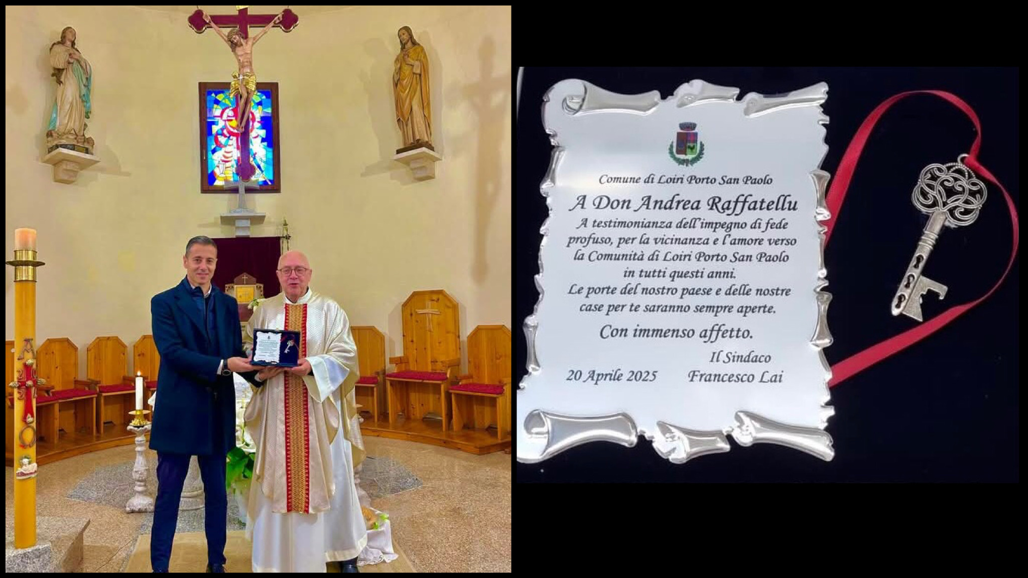 Loiri consegna le chiavi della comunità a Don Andrea Raffatellu