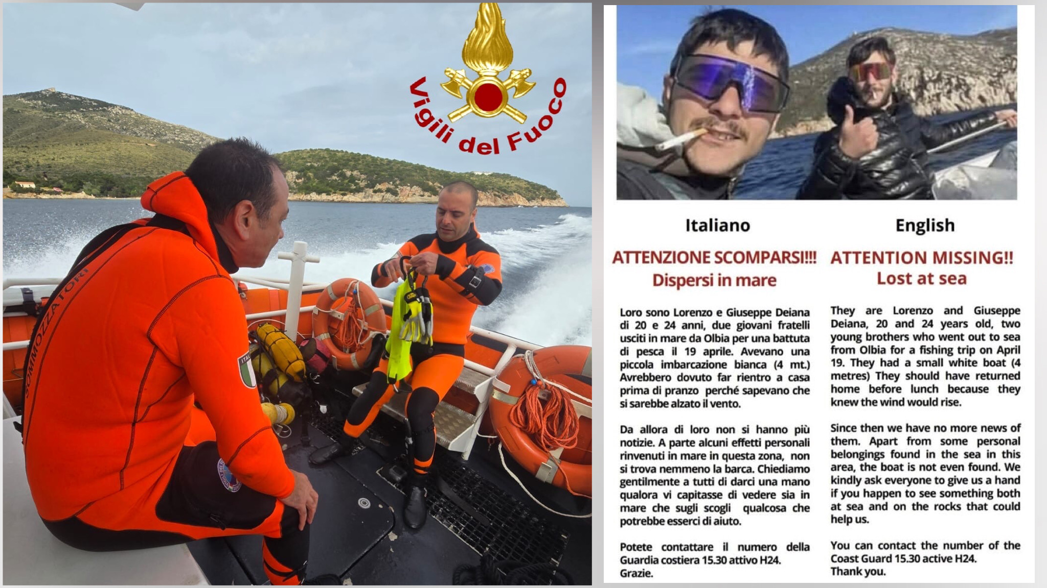 Olbia, scomparsa dei Fratelli Deiana: nuovi appelli della famiglia