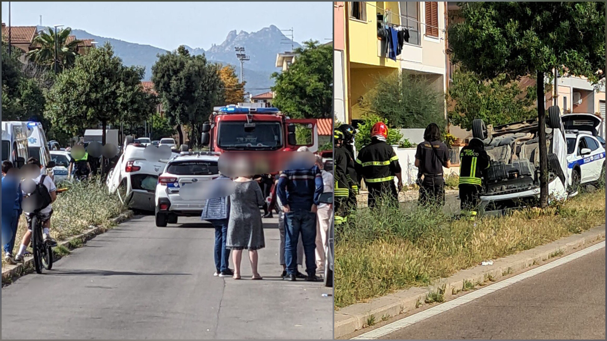 Olbia, incidente in via Ferrara, auto capovolta