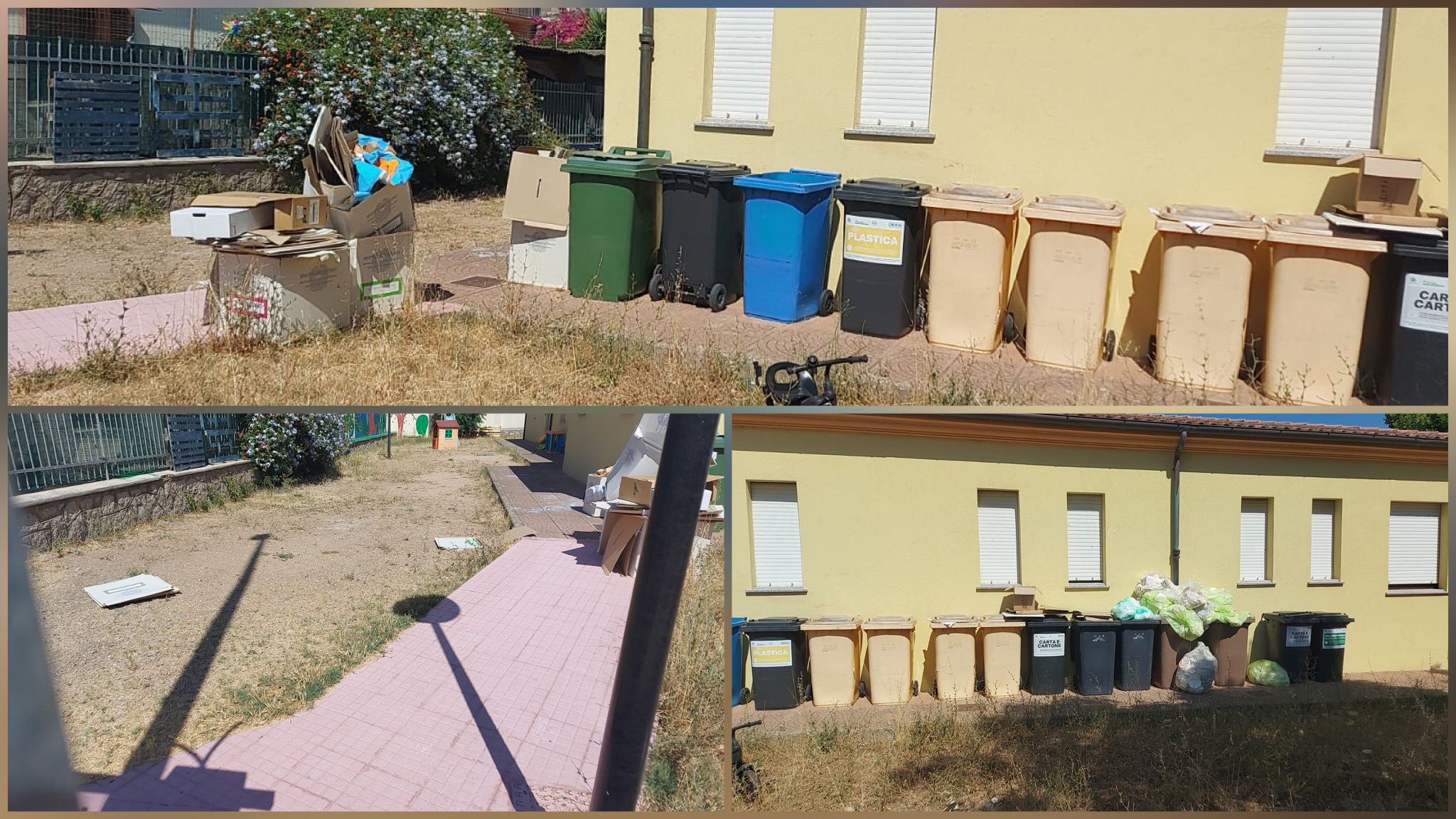 Olbia, scuola di via Leonardo Da Vinci ostaggio di erbacce e rifiuti