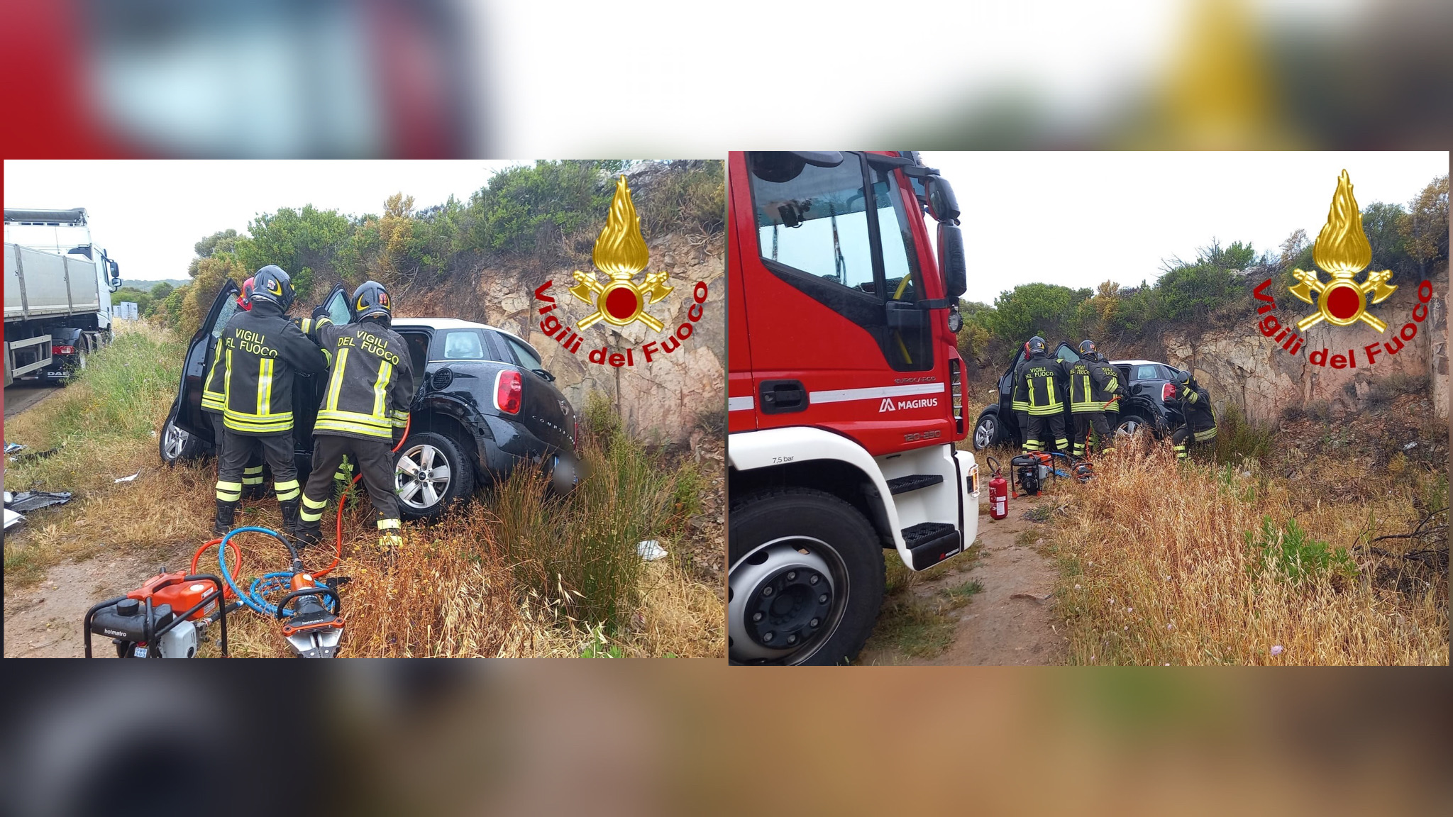 Due incidenti a causa delle forti piogge sulla provinciale per Santa Teresa