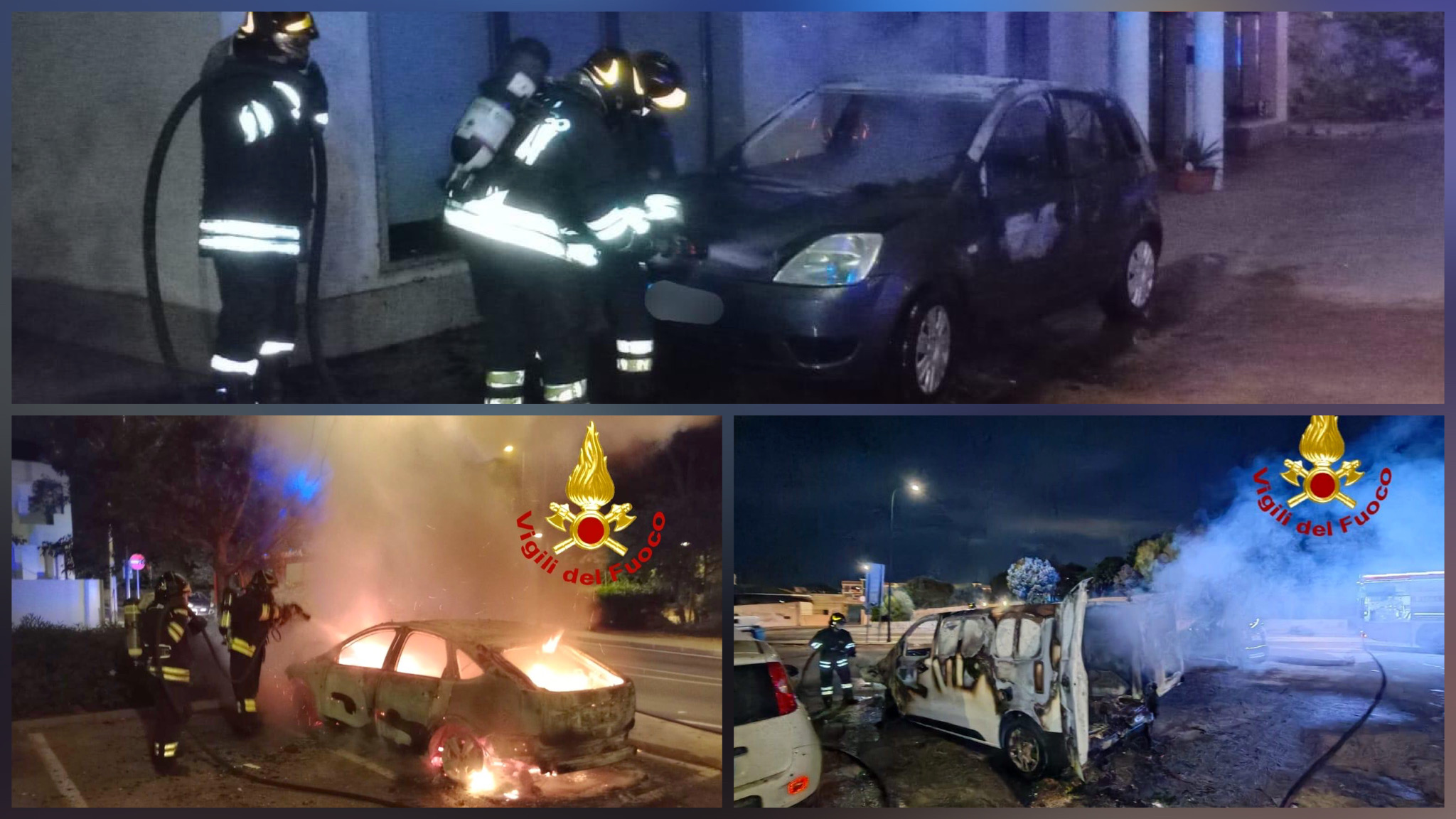 Olbia, a fuoco tre auto nella notte: si indaga sull’origine delle fiamme