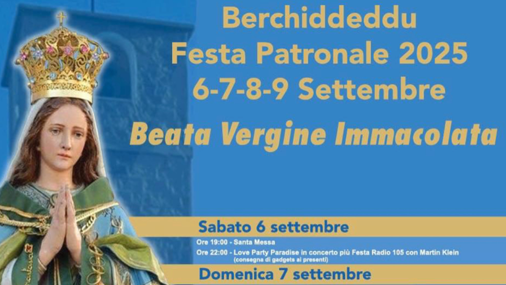 Berchiddeddu, sospensione della circolazione stradale durante la processione per la Beata Vergine Maria 