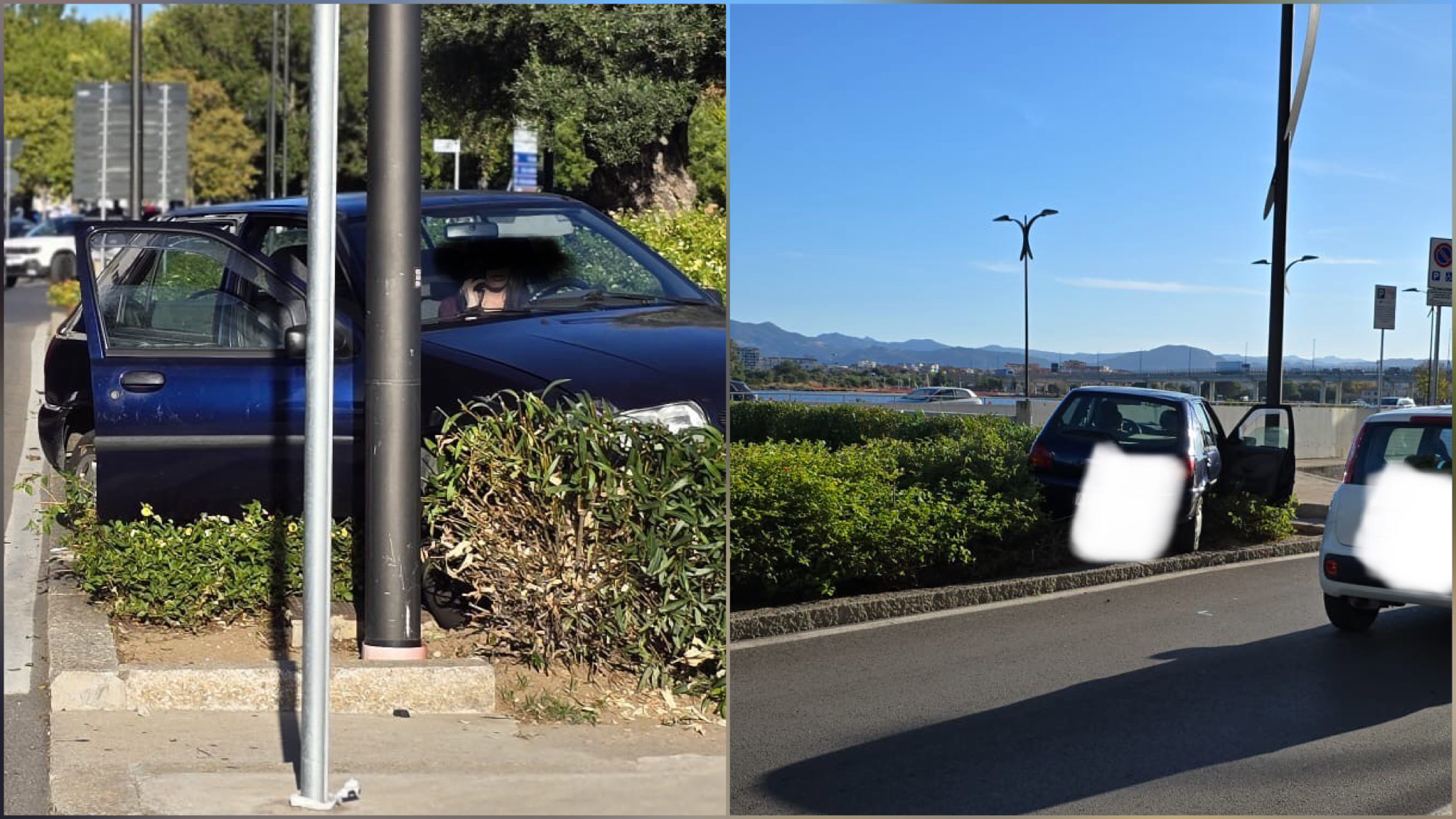 Olbia, auto fuori strada in via Genova